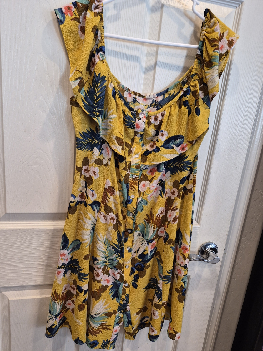 BeBop Yellow Floral Ruffle Mini Dress